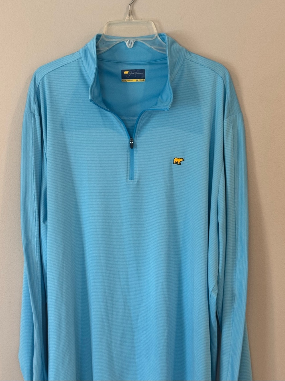 Jack Nicklaus Golf 1/4 Zip Pullover XXL Blue Men's Bear Logo Long Sleeve Light